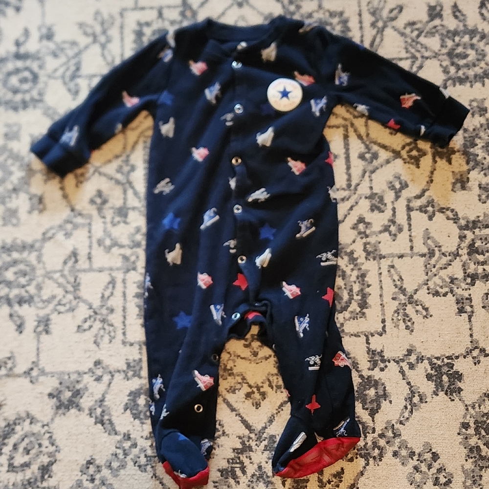 Converse Baby 6 Month Button Up Footsie Pajamas. Used but in good condition.